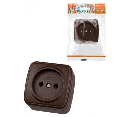 Розетка 2П открытой установки IP20 10А, венге "Дача" Народная  SQ1824-0027  TDM