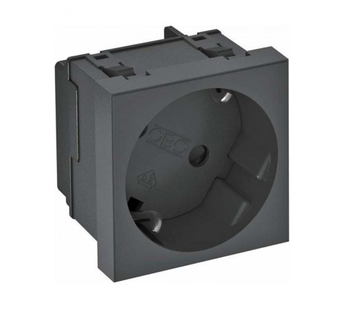 Розетка 2К+3 под углом 33° шторки 16А 250В (45х45 мм - 1 модуль Modul45) черная  6120081  OBO Bettermann