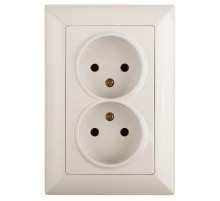 Розетка Intro Solo 4-204-02 без заземления 2х2P, 16А-250В, IP20, СУ, слоновая кость  Б0053667  Intro