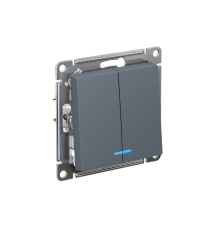 AtlasDesign Грифель Выключатель 2-клавишный с подсветкой, сх.5а, 10АХ, механизм  ATN000753  SE