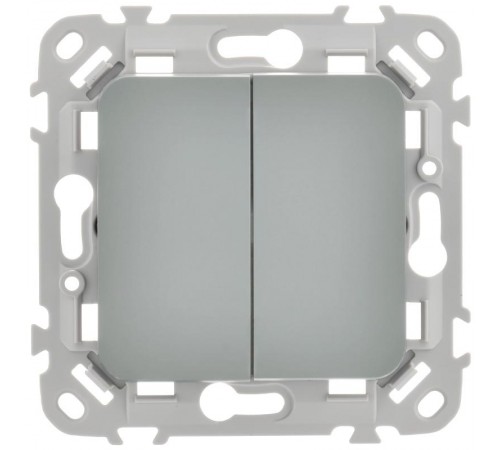 FLITE Выключатель 2-клавишный 10А ВС12-1-0-ФлС серый  FI-V20-0-10-1-K03  IEK
