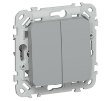 FLITE Выключатель 2-клавишный 10А ВС12-1-0-ФлС серый  FI-V20-0-10-1-K03  IEK