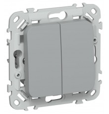 FLITE Выключатель 2-клавишный 10А ВС12-1-0-ФлС серый  FI-V20-0-10-1-K03  IEK