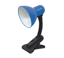 Светильник настольный под лампу СНП-01С на прищепке 40Вт E27 СИНИЙ (мягкая упаковка)  4690612012438  IN HOME