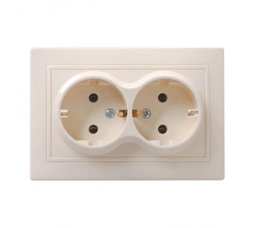 КВАРТА Кремовый Розетка 2-местная с заземлением 16А РС12-3-ККм  ERK24-K33-16-DM  GENERICA