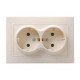 КВАРТА Кремовый Розетка 2-местная с заземлением 16А РС12-3-ККм  ERK24-K33-16-DM  GENERICA