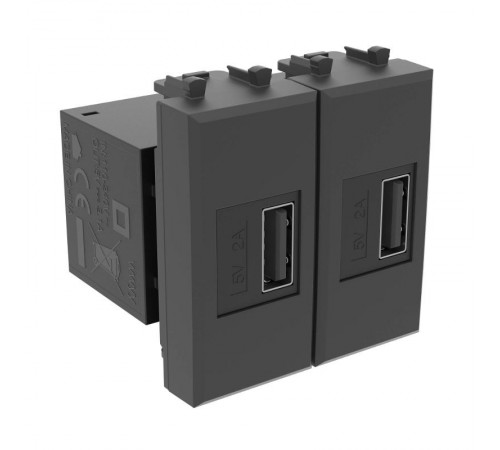 USB зарядное устройство модульное, "Avanti", "Черный матовый", 2 модуля  4412542  DKC