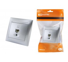 Розетка компьютерная RJ45  серебр. металлик "Лама"   SQ1815-0216  TDM