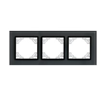 Минск Рамка 3-местная стеклянная черная EKF Basic  ERM-G-403-70  EKF