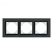 Минск Рамка 3-местная стеклянная черная EKF Basic  ERM-G-403-70  EKF
