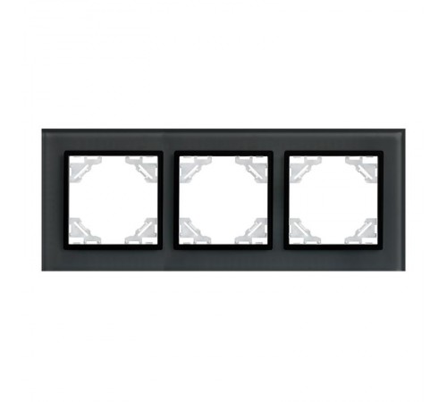 Минск Рамка 3-местная стеклянная черная EKF Basic  ERM-G-403-70  EKF