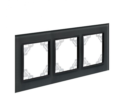 Минск Рамка 3-местная стеклянная черная EKF Basic  ERM-G-403-70  EKF