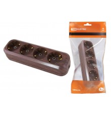 Колодка розеточная 4 гнезда 2П+3 16А 250В "Эко" (бук)   SQ1806-0065  TDM