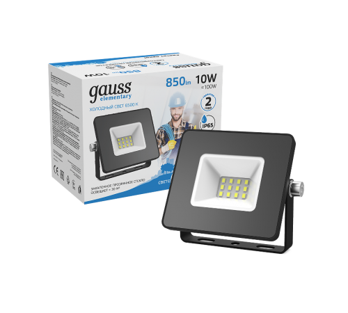 Прожектор светодиодный СДО LED 10Вт 6500К IP65 черный  613100310  Gauss