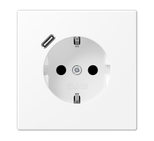 Розетка SCHUKO® с USB-зарядным устройством, тип С; термопласт; белый матовый LS1520-18CWWM Jung