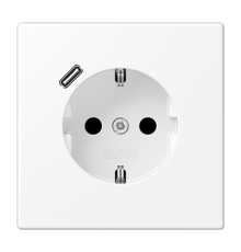 Розетка SCHUKO® с USB-зарядным устройством, тип С; термопласт; белый матовый LS1520-18CWWM Jung