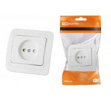 Розетка 2П 10А c защитными шторками белая "Валдай"   SQ1804-0023  TDM