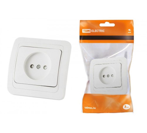Розетка 2П 10А c защитными шторками белая "Валдай"   SQ1804-0023  TDM