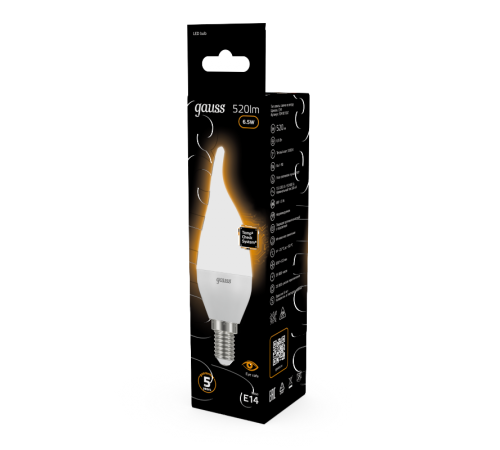 Лампа светодиодная LED 6,5Вт E14 220В 2700К свеча на ветру  104101107  Gauss
