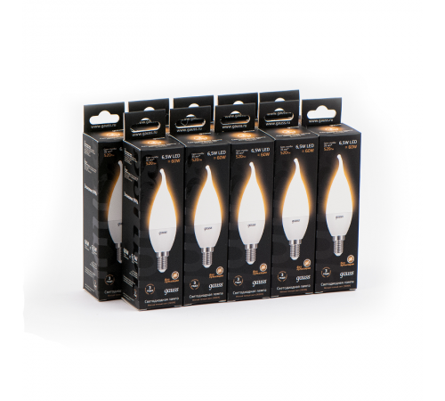 Лампа светодиодная LED 6,5Вт E14 220В 2700К свеча на ветру  104101107  Gauss