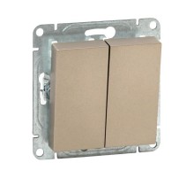 Механизм выключателя, двухклавишный, кнопочный, шампань Эпика  UP1-SWC-23 EKF