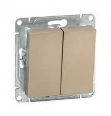 Механизм выключателя, двухклавишный, кнопочный, шампань Эпика  UP1-SWC-23 EKF