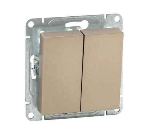 Механизм выключателя, двухклавишный, кнопочный, шампань Эпика  UP1-SWC-23 EKF