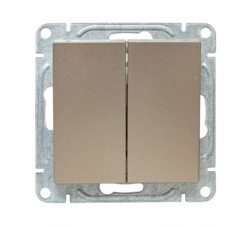 Механизм выключателя, двухклавишный, кнопочный, шампань Эпика  UP1-SWC-23 EKF