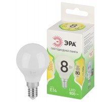 Лампа светодиодная  GREEN LINE LED P45-8W-830-E14 GL E14 8 Вт шар теплый свет  Б0067007  ЭРА