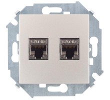 Simon 15 Шампань Розетка компьютерная двойная RJ45 кат.6а (АМР, FTP)  1591564-034  Simon