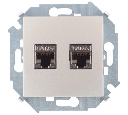 Simon 15 Шампань Розетка компьютерная двойная RJ45 кат.6а (АМР, FTP)  1591564-034  Simon