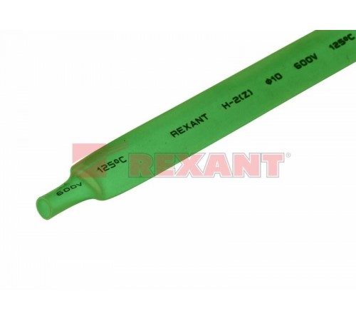 Термоусадочная трубка 10,0/5,0 мм, зеленая, упаковка 50 шт. по 1 м  21-0003  REXANT