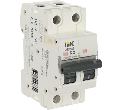 Выключатель автоматический двухполюсный M10N 2P C 2А 10кА ARMAT  AR-M10N-2-C002  IEK