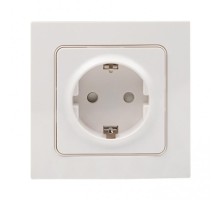 Стокгольм Розетка 1-местная с/з 16А белая с защ. штор. PROxima  EXR16-028-10  EKF