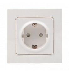 Стокгольм Розетка 1-местная с/з 16А белая с защ. штор. PROxima  EXR16-028-10  EKF