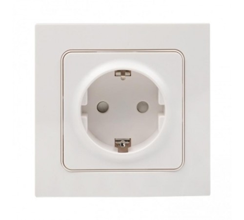 Стокгольм Розетка 1-местная с/з 16А белая с защ. штор. PROxima  EXR16-028-10  EKF