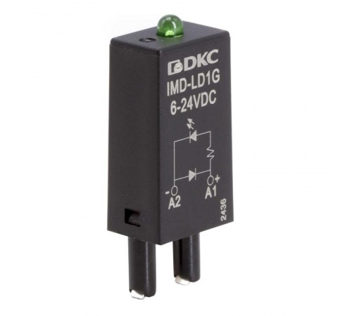 Модуль индикации и защиты, LED зеленый+диод (A1+), 6-24V DC  IMD-LD1G  DKC
