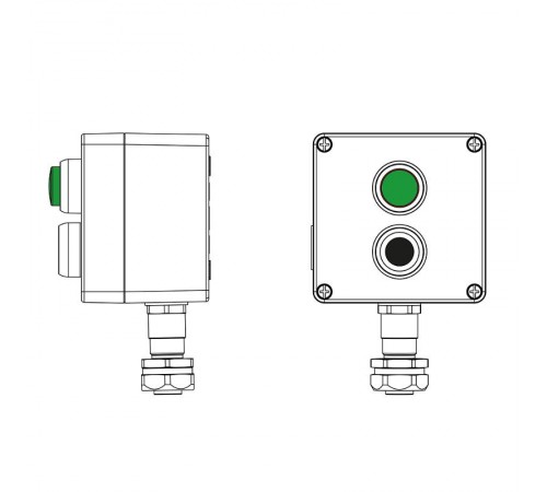 Взрывозащищенный пост управления из алюминия CPE-A-12-(1xP1B(11)-1xLG(250))-1xKAEPM2MHK-20(C)1Ex d e IIC Т5 Gb / Ex tb IIIC T95°CDb IP66  2201.121.22