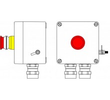 Ex пост управления из GRP; 1Ex d e IIC T6 Gb X / Ex tb IIIB T80°C Db X /IP66; Аварийная кнопка красная, 1NC/1NO -1 шт.; C: ввод D5,5-13мм подбронирова