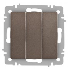 Выключатель Intro Accent 6-106-08 тройной, 10А-250В, IP20, СУ, AL/CU, бронза  Б0063547  Intro