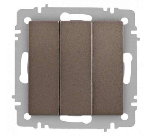 Выключатель Intro Accent 6-106-08 тройной, 10А-250В, IP20, СУ, AL/CU, бронза  Б0063547  Intro