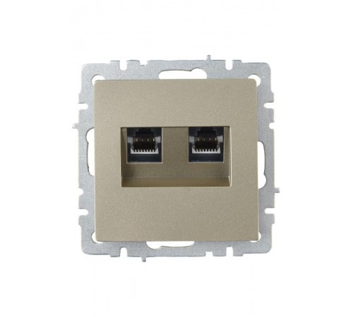 BRITE Розетка двойная RJ11+RJ45 кат.5E РК/Т12-БрШ шампань  BR-KT20-O-1-K37  IEK