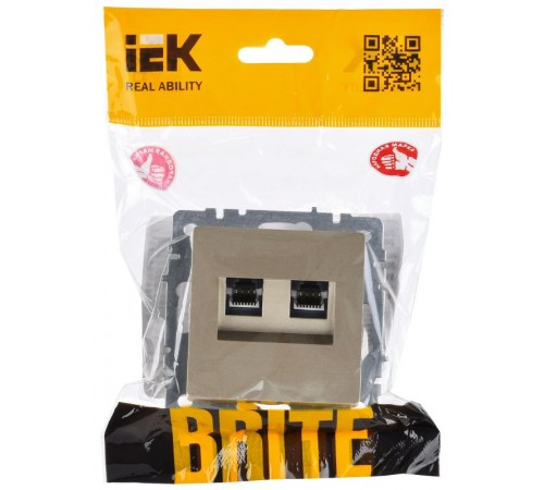 BRITE Розетка двойная RJ11+RJ45 кат.5E РК/Т12-БрШ шампань  BR-KT20-O-1-K37  IEK