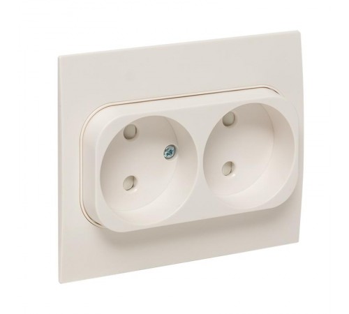 Стокгольм Розетка 2-местная б/з 10А белая с защ. штор. PROxima  EXR10-102-10  EKF