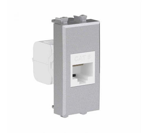 Компьютерная розетка RJ-45 без шторки модульная, кат.6, "Avanti", "Закаленная сталь", 1 модуль  4404691  DKC