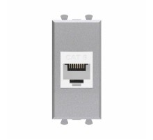 Компьютерная розетка RJ-45 без шторки модульная, кат.6, "Avanti", "Закаленная сталь", 1 модуль  4404691  DKC
