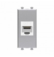 Компьютерная розетка RJ-45 без шторки модульная, кат.6, "Avanti", "Закаленная сталь", 1 модуль  4404691  DKC