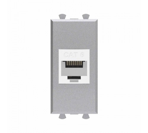 Компьютерная розетка RJ-45 без шторки модульная, кат.6, "Avanti", "Закаленная сталь", 1 модуль  4404691  DKC