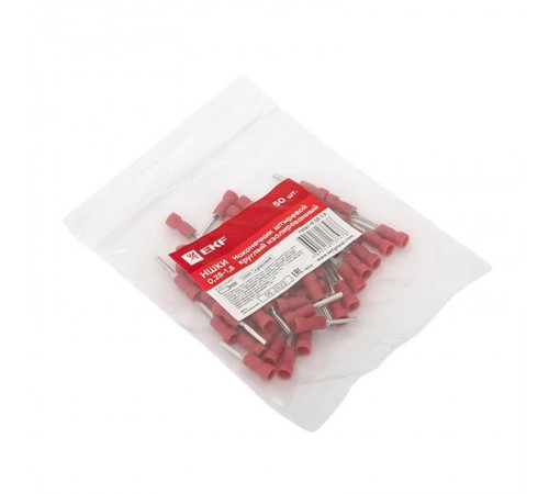 Наконечник штыревой круглый изолированный НШКИ 0.25-1.5 (уп 50шт) EKF PROxima  nshki-0.25-1.5  EKF