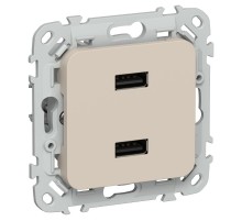 FLITE Розетка USB A+A 2,1А РЮ-2-ФлЛ льняной  FI-U21-D31-K88  IEK